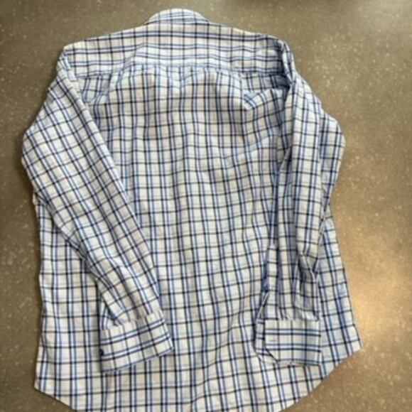 David Donahue Blue & White Plaid Long Sleeve Button-Up Shirt – Size Large - Picture 4 of 10